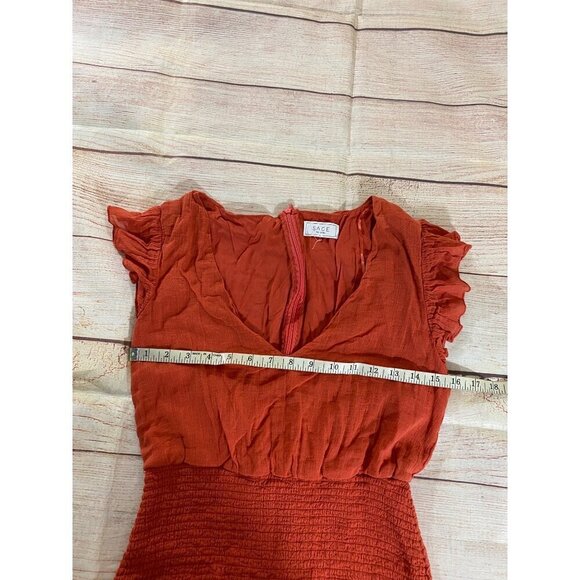 Sage the Label Women's Orange V Neck Mini Dress - Large - Picture 7 of 12